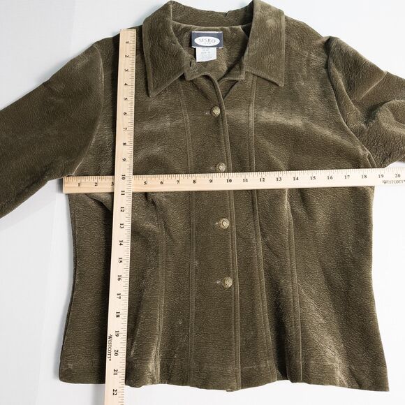 Vintage Sisko & Co Textured Button Up Jacket Womens 10 Green Cottagecore Retro - Picture 5 of 13